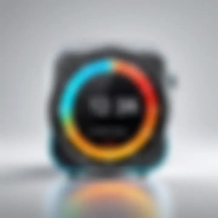 Creative alarm clock icon on a vibrant digital screen