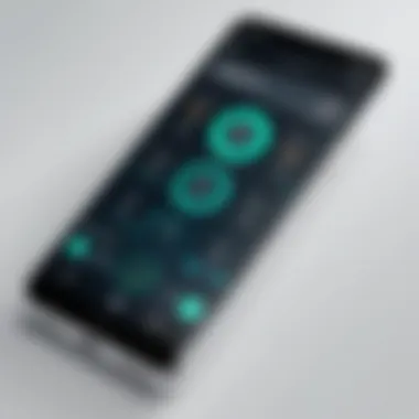 Smartphone displaying alarm customization options in a high-tech setting