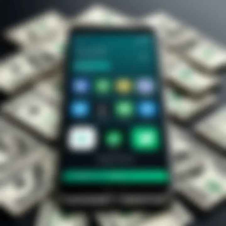 Screenshots of top money-making apps on a smartphone