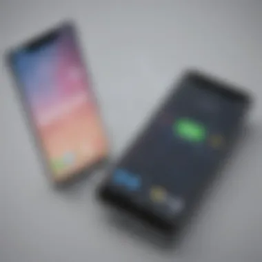 Message Syncing Illustration of Android and iPhone devices syncing messages