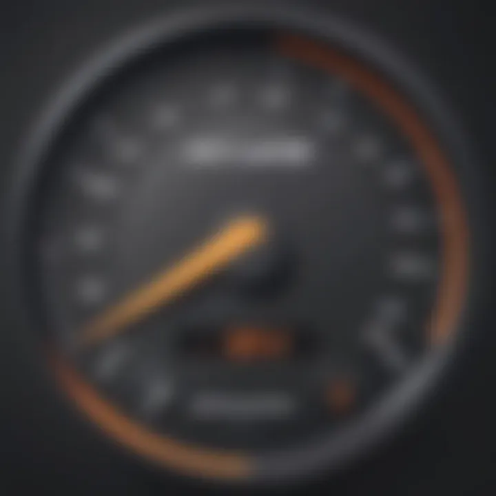 Illustration of a speedometer hitting max speed after optimization