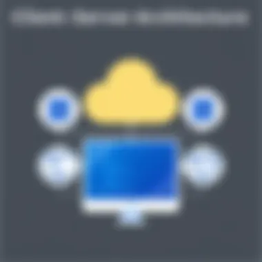 Conceptual diagram of client-server architecture showing interactions