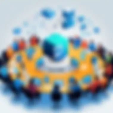 Collaboration on GitHub Illustration depicting collaboration among developers on GitHub.