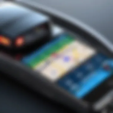 Police Radar Detector App Interface with GPS A smartphone displaying a police radar detector app interface with GPS overlay.