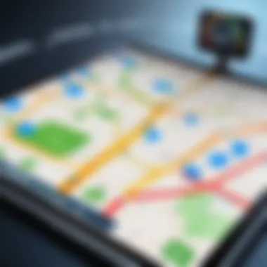 Real-Time Map with Speed Limits and Radar Alerts A digital map showing speed limits and radar alerts in real-time.
