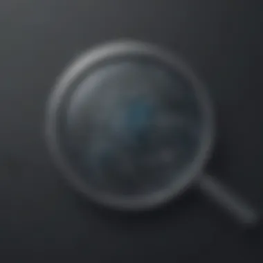 Password Search Exploration Illustration of a magnifying glass searching through digital passwords