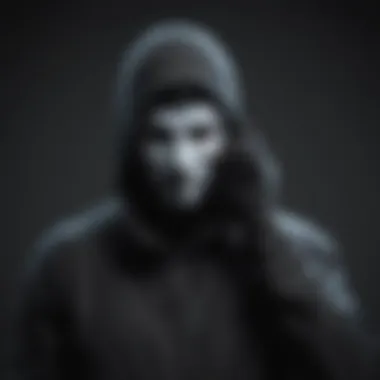 Unmasking the Unknown Caller Illustration depicting a shadowy figure making an anonymous call